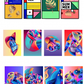 47款创意网站ui模板抽象背景彩色渐变几何抽象海报舞台背景展板Ai素材