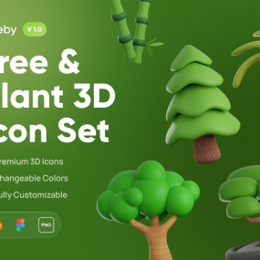 10个树木和植物生态3D图标素材下载
