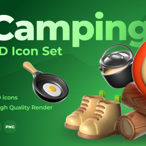 3D图标集露营和旅行源文件设计素材下载