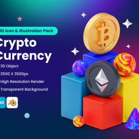 加密货币3D插图包素材下载